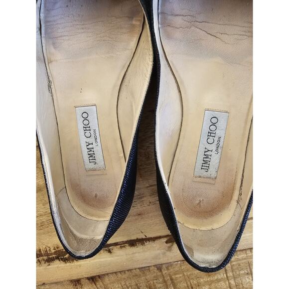 Jimmy Choo Ballet Flats Pointed Toe Women's Size 37/7 Slip On Black - Picture 13 of 16